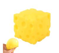 Square Cheese Stress Ball, Big Squeeze Cheese Block, Cheeses Yellow Shape Squeeze Toy, Stretchy Sensory Fidget Toys Stress Ball, Food Shape Pinch Vent Toy - For Kids Adults Students Workers Home