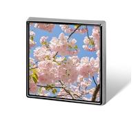 Square Cherry Blossom Brooch Classic Mini Pin 0.7 Inch Aluminum Alloy Lapel Pin Personalized Button Badge for Backpack Hat Suit Jacket Clothing Decoration