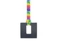 Square Chew Necklace - Black with Lanyard - for Kids with Autism, Anxiety & ADHD - 100% Food Grade Silicone - Sensory Oojamabobs (6 Lanyard Designs Available) (Rainbow Leaves, 70cm Lanyard)