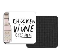 Square Chicken Wine Coasters for Drinks,Funny Drink Coasters Set of 2,Chicken Wine Coaster for Home Office Table Kitchen Desk Decor Coffee Beer Bar,Birthday Gifts for Women Men Mom Wines Lover