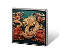 Square Chinese Dragon Lapel Pin Metal Brooch Personalized Novelty Pin Cute Button Badge Safety Pin Fashion Jewelry Accessories Gift for Clothes Hat Backpack Bag