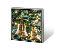 Square Christmas Bell Brooch Classic Mini Pin 0.7 Inch Aluminum Alloy Lapel Pin Personalized Button Badge for Backpack Hat Suit Jacket Clothing Decoration