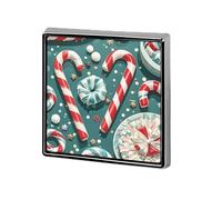 Square Christmas Candy Cane Brooch Classic Mini Pin 0.7 Inch Aluminum Alloy Lapel Pin Personalized Button Badge for Backpack Hat Suit Jacket Clothing Decoration