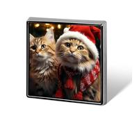 Square Christmas Cat Brooch Classic Mini Pin 0.7 Inch Aluminum Alloy Lapel Pin Personalized Button Badge for Backpack Hat Suit Jacket Clothing Decoration