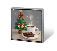 Square Christmas Coffee Lapel Pin Metal Brooch Personalized Novelty Pin Cute Button Badge Safety Pin Fashion Jewelry Accessories Gift for Clothes Hat Backpack Bag