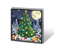 Square Christmas Eve Brooch Classic Mini Pin 0.7 Inch Aluminum Alloy Lapel Pin Personalized Button Badge for Backpack Hat Suit Jacket Clothing Decoration