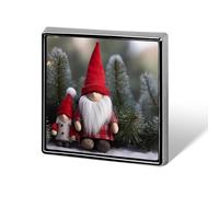 Square Christmas Gnome Brooch Classic Mini Pin 0.7 Inch Aluminum Alloy Lapel Pin Personalized Button Badge for Backpack Hat Suit Jacket Clothing Decoration