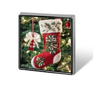 Square Christmas Stocking Brooch Classic Mini Pin 0.7 Inch Aluminum Alloy Lapel Pin Personalized Button Badge for Backpack Hat Suit Jacket Clothing Decoration