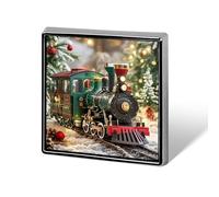Square Christmas Train Brooch Classic Mini Pin 0.7 Inch Aluminum Alloy Lapel Pin Personalized Button Badge for Backpack Hat Suit Jacket Clothing Decoration