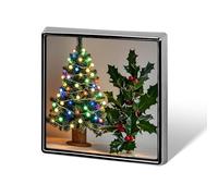 Square Christmas Tree Holly Brooch Classic Mini Pin 0.7 Inch Aluminum Alloy Lapel Pin Personalized Button Badge for Backpack Hat Suit Jacket Clothing Decoration