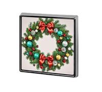 Square Christmas Wreath of Evergreen Branches Brooch Classic Mini Pin 0.7 Inch Aluminum Alloy Lapel Pin Personalized Button Badge for Backpack Hat Suit Jacket Clothing Decoration