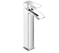 Square Chrome Tall Mono Basin Mixer Tap with Click Clack Waste