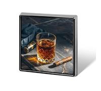 Square Cigar Whiskey Lapel Pin Metal Brooch Personalized Novelty Pin Cute Button Badge Safety Pin Fashion Jewelry Accessories Gift for Clothes Hat Backpack Bag