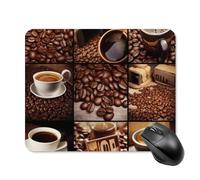 Square Coffee Collage Mouse Pad Non-Slip Rubber Small Cute Mouse Pad Mini Travel Gaming Mousepad Washable Funny Computer Mat Waterproof for Laptop Office Home Men Women