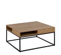 Square Coffee Table - Open Storage, Metal Legs, Modern Living Room
