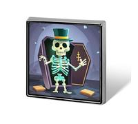 Square Coffin Skeleton Lapel Pin Metal Brooch Personalized Novelty Pin Cute Button Badge Safety Pin Fashion Jewelry Accessories Gift for Clothes Hat Backpack Bag