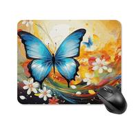 Square Colorful Butterfly Mouse Pad Non-Slip Rubber Small Cute Mouse Pad Mini Travel Gaming Mousepad Washable Funny Computer Mat Waterproof for Laptop Office Home Men Women