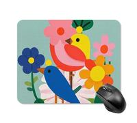Square Colorful Flowers Bird Mouse Pad Non-Slip Rubber Small Cute Mouse Pad Mini Travel Gaming Mousepad Washable Funny Computer Mat Waterproof for Laptop Office Home Men Women