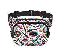 Square Colorful-Makeup-Beauty Double-Layer Sport Fanny Pack Waist Pack Large Crossbody Waist Bag for Running Travel Walking