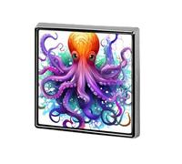 Square Colorful Octopus Lapel Pin Metal Brooch Personalized Novelty Pin Cute Button Badge Safety Pin Fashion Jewelry Accessories Gift for Clothes Hat Backpack Bag