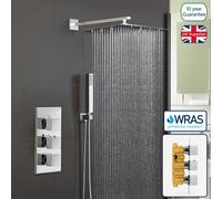 Square Concealed Thermostatic Mixer Valve Hand Held 350mm Shower Head Set | Orta