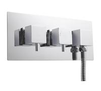 Square Concealed Twin Thermostatic Shower Valve With Diverter (1 Outlet) - Chrome - Balterley