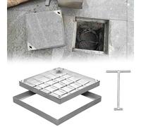 Square Concrete Septic Tank Lid, Reinforced Stainless Steel Embedded Sewer Cover with T-style Handle, Invisible Recessed Sewage Manhole Covers Customizable(LxW 48x20 inch)