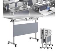 Square Conference Table with Rolling Feature for Movable Computer Desk in Boardroom or Seminar Room, 140cm