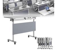 Square Conference Table with Rolling Feature for Movable Computer Desk in Boardroom or Seminar Room, 140cm