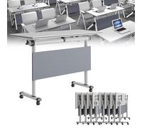 Square Conference Table with Rolling Feature for Movable Computer Desk in Boardroom or Seminar Room, 140cm