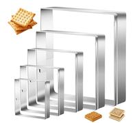 Square Cookie Cutter Set, 5 PCS Biscuit Cutter Set Stainless Steel Biscuit Cutters for Baking Square Cookie Cutters Molds Geometric Baking Supplies for Kitchen Homemade Cookies Pastry Fondant, 5 Size