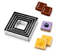 Square Cookie Cutter Set 5 PCS Stainless Steel Biscuit Cutters, Square Baking Moulds for Cookies, Pastry, Fondant, Sandwiches, Brownies and Polymer Clay Projects