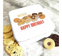 Square Cookies Selection Happy Birthday Personalised Biscuit Tin Personalised Gift | Custom Gift | Personalized Tin | Cake, Biscuit & Treat Tins | Gift For Her | Gift For Him