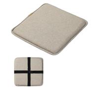 Square Cotton-Linen Chair Cushion with Adjustable Buckle Straps Non-Slip High-Density Foam Chair Pads & for Bar, Garden (Light Grey, 11x11x1.2 in)