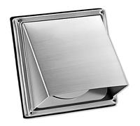 Square Cowled External Air Vent Wall Vent 150mm-6 inch, Stainless Steel Cushioned Non Return Moving Gravity Flap to Protect Against Insects,Rain and Wind Noise for Outdoor