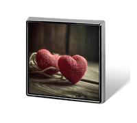 Square Crocheted Hearts Lapel Pin Metal Brooch Personalized Novelty Pin Cute Button Badge Safety Pin Fashion Jewelry Accessories Gift for Clothes Hat Backpack Bag