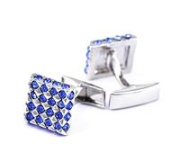 Square Crystal Full Diamond Cufflinks, Sleeve Studs, Men's French Buttons