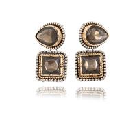 Square Crystal Stud Earrings for Women Large Rectangle Crystal Drop Earrings Vintage Black Cubic Zirconia Textured Accent Earrings Prom Jewelry Gifts, L, Metal, No Gemstone