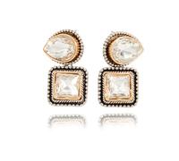 Square Crystal Stud Earrings for Women Large Rectangle Crystal Drop Earrings Vintage Black Cubic Zirconia Textured Accent Earrings Prom Jewelry Gifts, L, Metal, No Gemstone