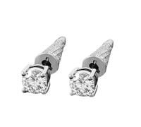 Square Crystal Zircon Earrings for Women and Men | Allergy Resistant Pure Silver Earrings | Large Sparkling Diamond Like Halo Earrings Suitable for Sensitive Ears