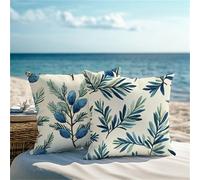 Square Cushion Covers 40x40cm Set of 2 Outdoor Cushions Blue Pillow Cases with Lnvisible Zipper Waterproof Velvet Cushions Cover Double Sided Plant Sofa Cushion Covers for Garden Autumn Decor 1Z-259