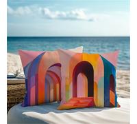 Square Cushion Covers 60x60cm Set of 2 Outdoor Cushions Pink Pillow Cases with Lnvisible Zipper Waterproof Linen Cushions Cover Double Sided Modern Sofa Cushion Covers for Garden Autumn Decor 1Z-195