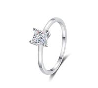 Square Cut Moissanite Engagement Ring: 60pt GRA Certified Solitaire Wedding Band for Women, 4-Prong Setting(10, 60 pt)