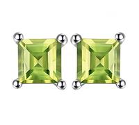 Square Cut Natural Green Peridot Stud Earrings for Women Earrings