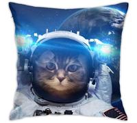 Square Cute Astronaut Cat Nebula Galaxy Outer Throw Pillow Covers