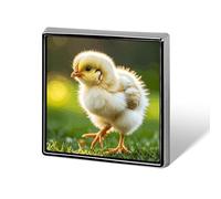 Square Cute Chicken Walking Brooch Classic Mini Pin 0.7 Inch Aluminum Alloy Lapel Pin Personalized Button Badge for Backpack Hat Suit Jacket Clothing Decoration