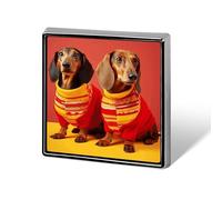 Square Cute Dachshund Brooch Classic Mini Pin 0.7 Inch Aluminum Alloy Lapel Pin Personalized Button Badge for Backpack Hat Suit Jacket Clothing Decoration