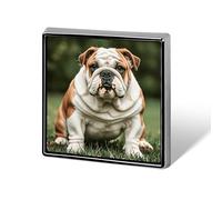 Square Cute English Bulldog Brooch Classic Mini Pin 0.7 Inch Aluminum Alloy Lapel Pin Personalized Button Badge for Backpack Hat Suit Jacket Clothing Decoration
