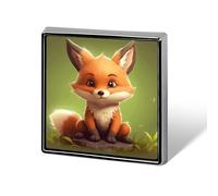 Square Cute Little Fox Brooch Classic Mini Pin 0.7 Inch Aluminum Alloy Lapel Pin Personalized Button Badge for Backpack Hat Suit Jacket Clothing Decoration