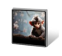 Square Cute Monkey Lapel Pin Metal Brooch Personalized Novelty Pin Cute Button Badge Safety Pin Fashion Jewelry Accessories Gift for Clothes Hat Backpack Bag